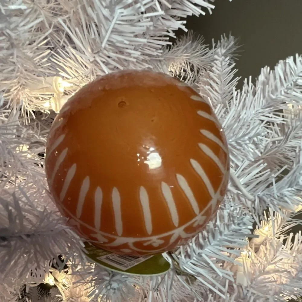 Gingerbread Forest Glass Round Ornament Brown White Christmas Holiday